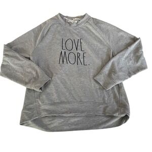 Rae Dunn LOVE MORE Gray Raglan Sweatshirt Women's M Casual Comfort